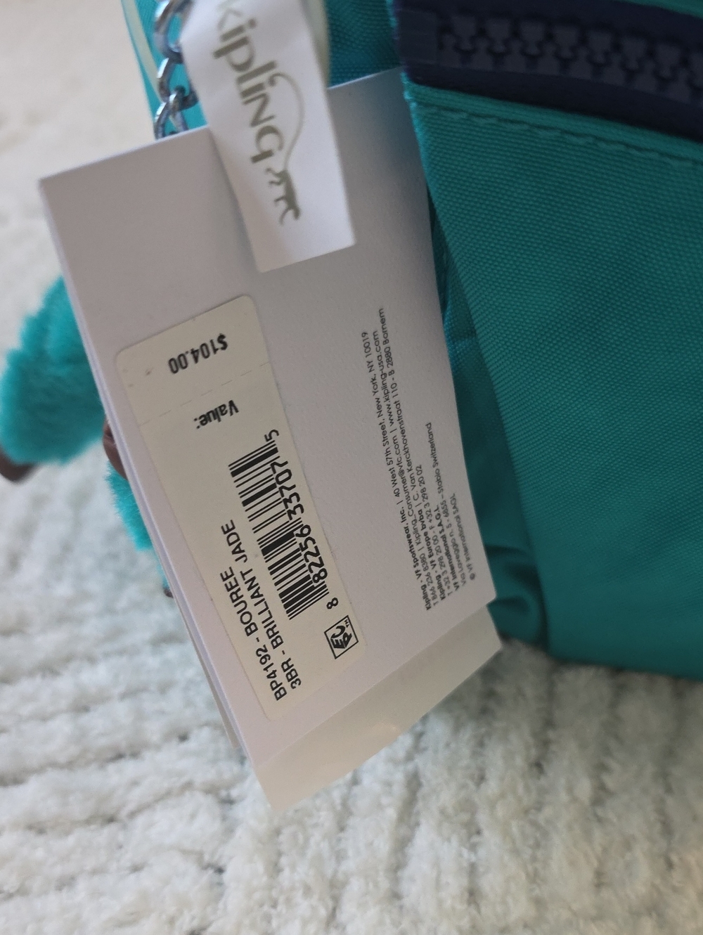 Kipling Teal Green Backpack with Monkey Charm - Picture 6 of 6